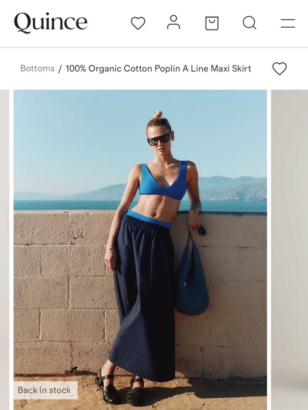 Quince Navy Maxi Full A-Line Skirt
